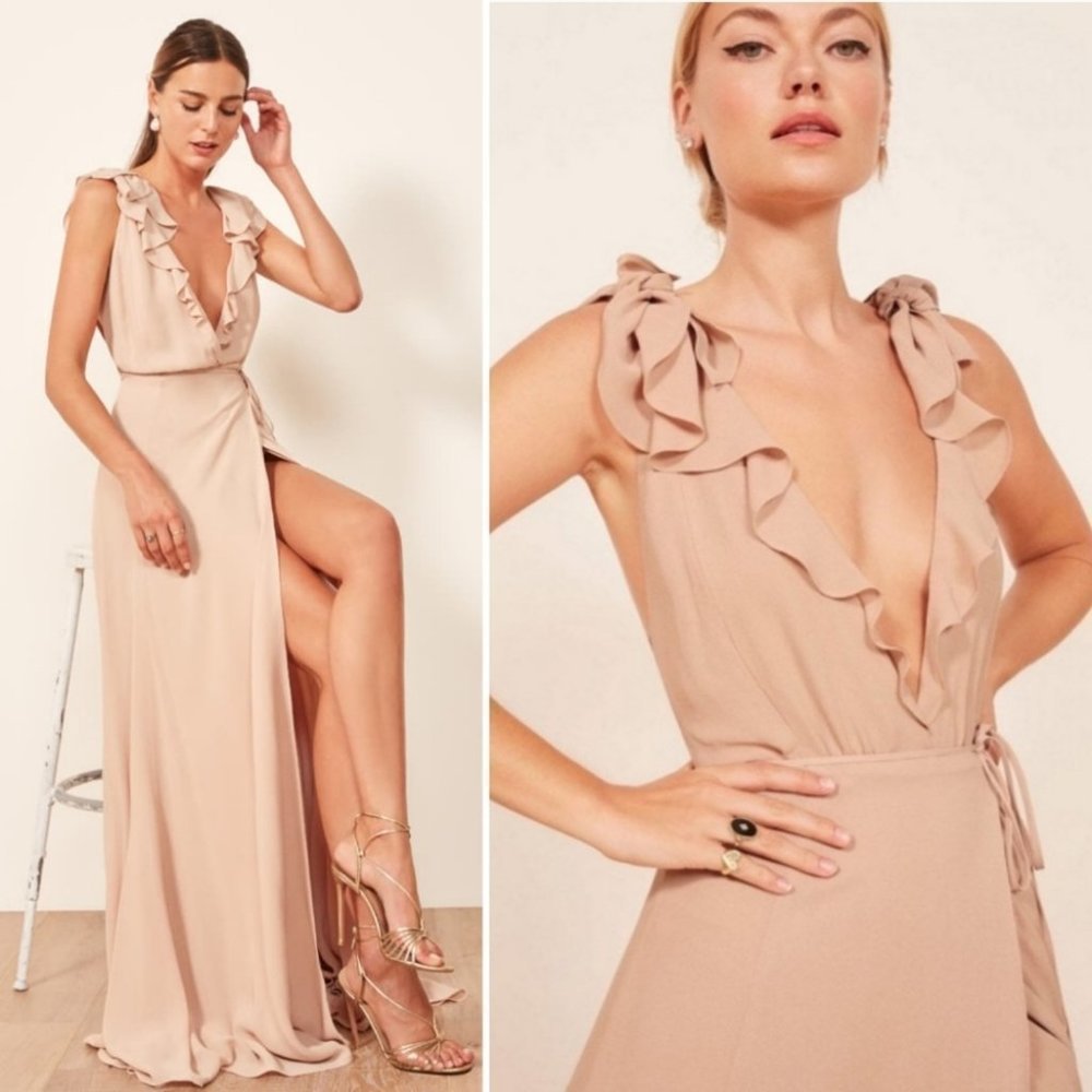 REFORMATION  Peppermint bridal gown champagne Maxi Dress Size XL